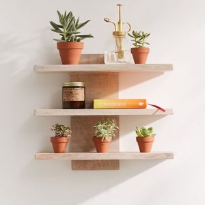 Urban Outfitters Wall Art - • UO 3 t i e r e d w o o d e n s h e l f • Urban Outfitters Wall Art - • UO 3 t i e r e d w o o d e n s h e l f •